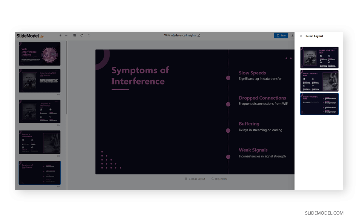 Regenerating the slide layout in SlideModel AI