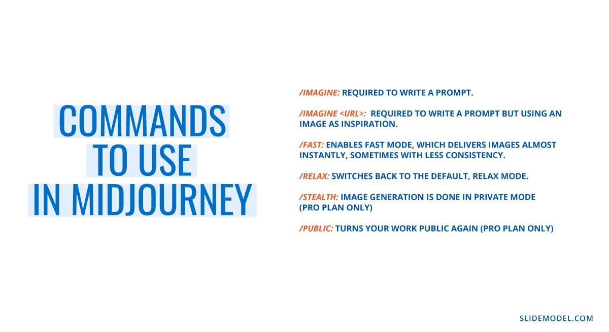 Commands to use in Midjourney