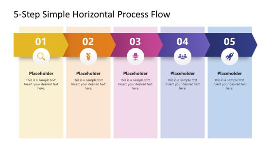 5-Step Simple Horizontal Process Flow PowerPoint Template