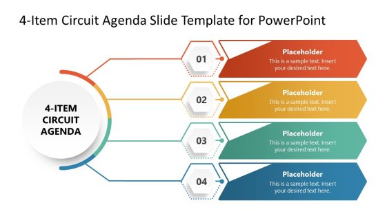 4-Item Circuit Agenda PowerPoint Template